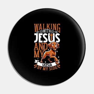 Jesus and dog - Magyar Vizsla Pin