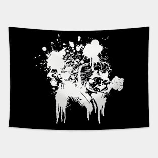 Businessman smoking. Color splash dripping Tapestry