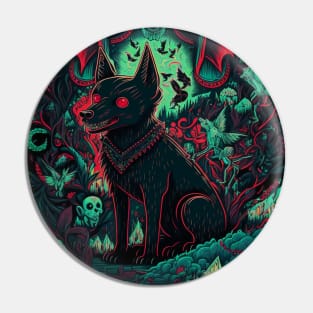 Evil Goth Dog Pin