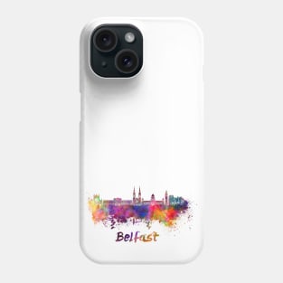 belfast skyline in watercolor Phone Case