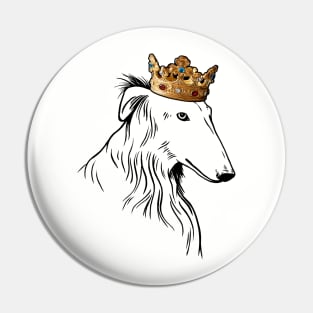 Borzoi Dog King Queen Wearing Crown Pin