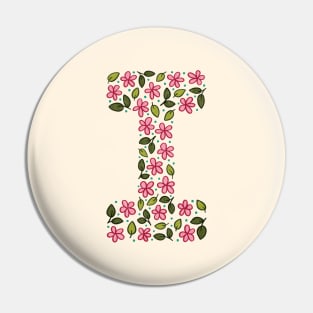 Floral Monogram Letter I Pin