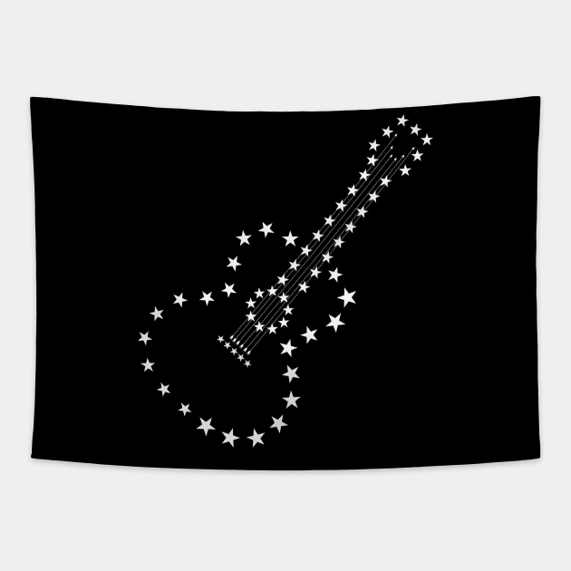 Acoustic guitar made of stars white Tapestry by aceofspace