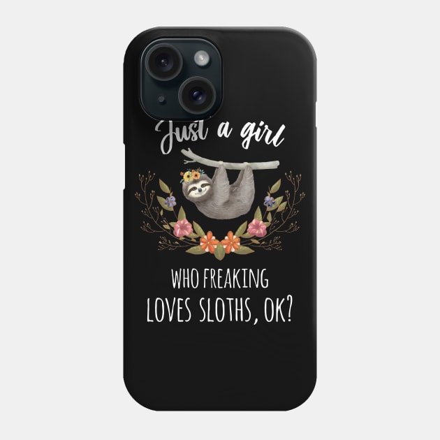 Just A Girl Freaking Loves Sloth Boho Phone Case by QUYNH SOCIU