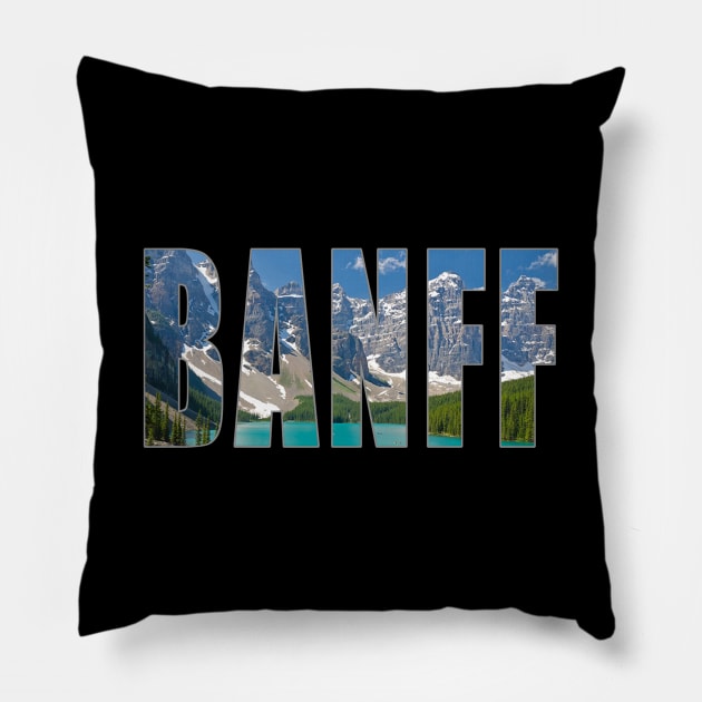 Banff Lake Louise Silhouette Pillow by swiftscuba