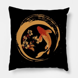 couple of Koi fish illustration in realistic brush modern art style Pillow