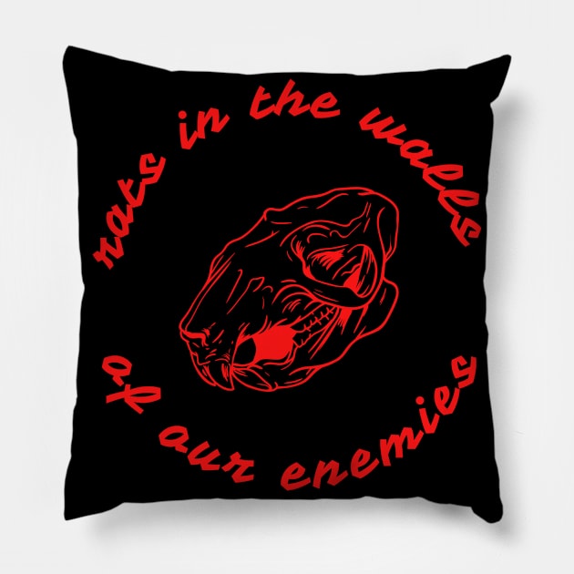 Rats in the walls / RED / Pillow by Meanie