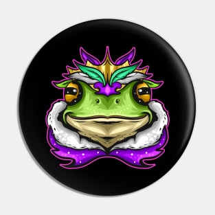 Frog King Or Frog Prince With Royal Fur For Mardi Gras Pin