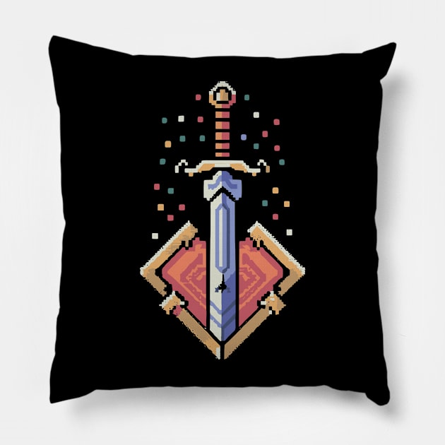 RETRO PIXEL 8bit Sword Pillow by XYDstore