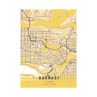 Burnaby - Canada Yellow City Map T-Shirt