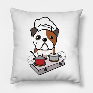 Funny Bulldog is cooking Pillow