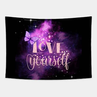 Love Yourself, Positivity, Uplifting, Inspirational Quote Design Tapestry