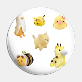 Yellow Kawaii Plushies Sticker Pack Pin