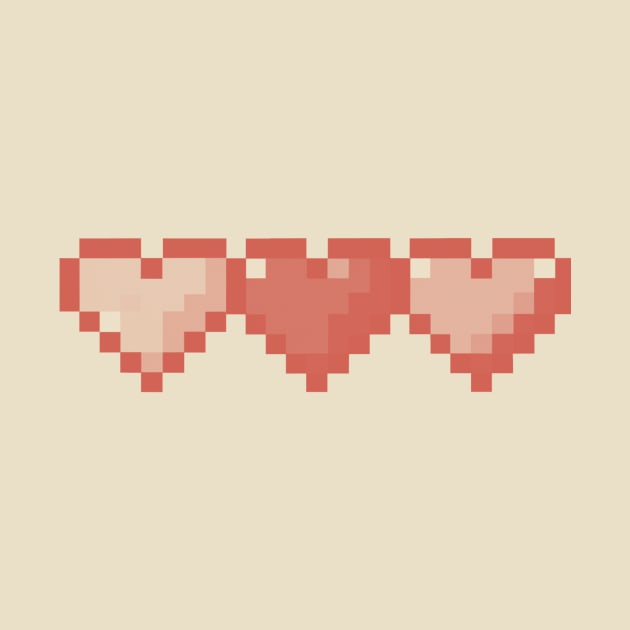Beige Hearts in a Row Pixel Art by christinegames