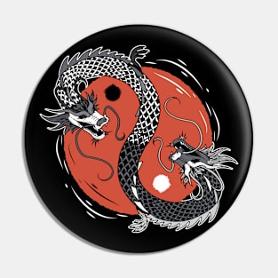 Vintage Yin Yang Dragon // Retro Chinese Dragon & Yin Yang Symbol Pin