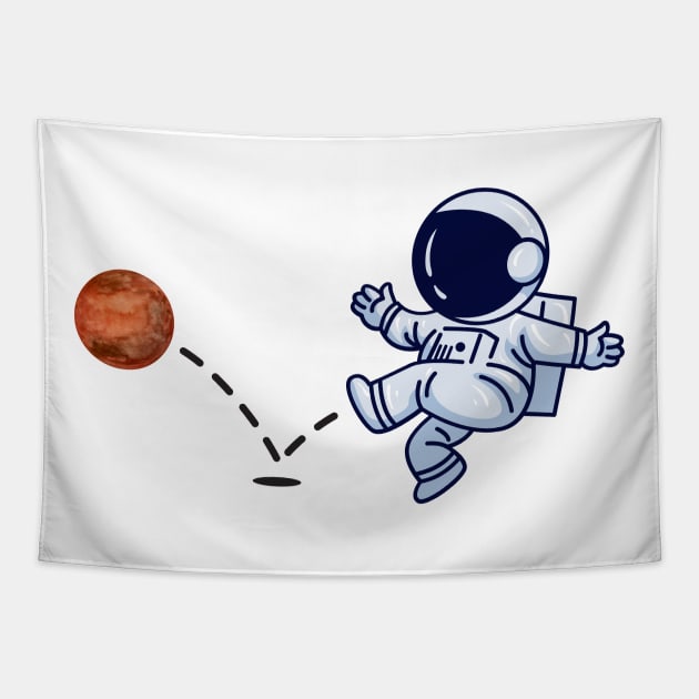 Astronaut plays Mars Soccer Tapestry by firstsapling@gmail.com