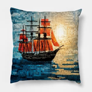 Sailing Boat Marine Art Decor Paint Pillow