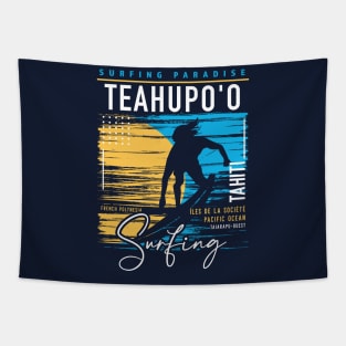 Retro Teahupo'o Tahiti Surfing // Surfers Paradise // Surf Tahiti Tapestry