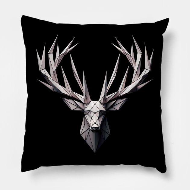 Geometric deer horns Pillow by yum72
