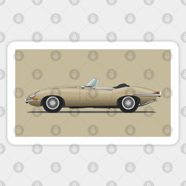 Jaguar E Type Roadster Golden Sand Jaguar E Type Car Sticker Teepublic Bằng thế mạnh cong nghệ, giải phap va sự sang tạo. teepublic