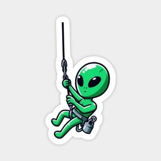 Funny alien Abseiling Magnet