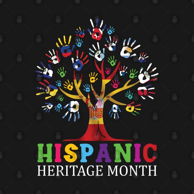 National Hispanic Heritage Month Hand Flag Tree Roots Latino by Charaf Eddine