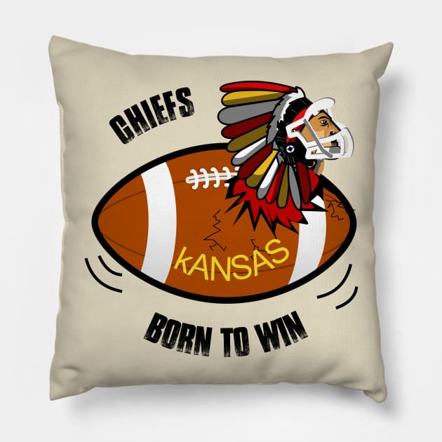 Chiefs Born To Win Pillow by BishBashBosh