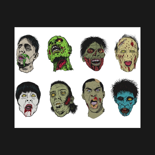 8 Zombie Head Stickers by allovervintage