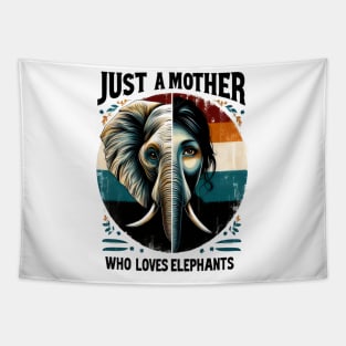 Just a Mothers Love for Elephants Tapestry