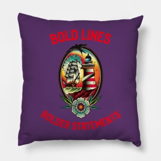 Bold Lines, Bolder Statements Tattoo Pillow