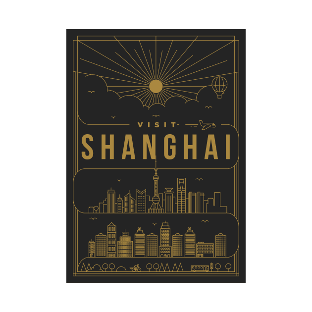 Shanghai Minimal Lineal Poster by kursatunsal