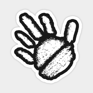 Handprints. Black and white illustration. Magnet