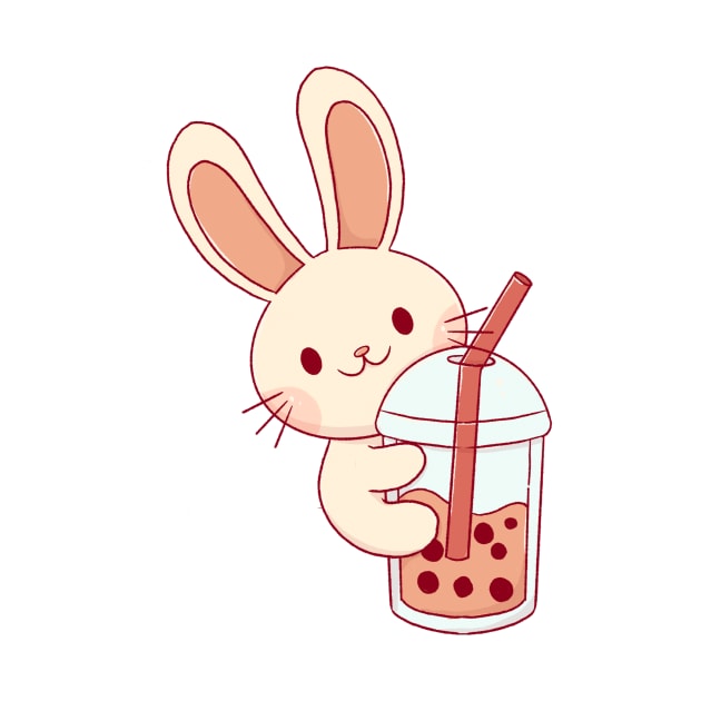 cute bunny on boba cup by SugarSalt