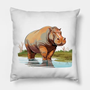 River Hippopotamus Pillow