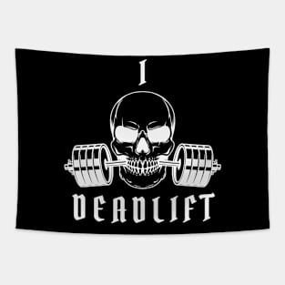 I Deadlift Gym Skull Holding Barbell Tapestry