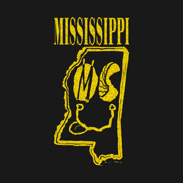 Mississippi Grunge Smiling Face Black Background by pelagio