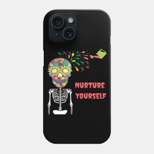 attitude skull quotes, how do you nurture yourself Phone Case