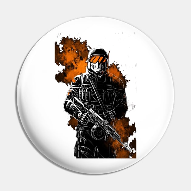 a soldier with his weapon Pin by t-shiit