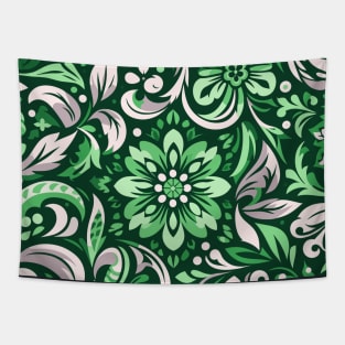 Retro Green Floral Pattern Tapestry