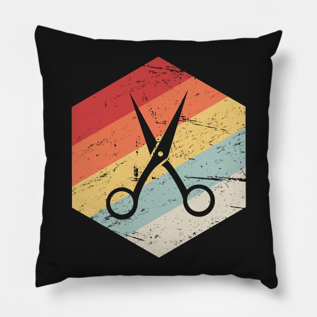 Retro Vintage Hair Stylist Scissors Icon Pillow by MeatMan