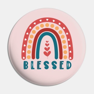 Blessed Boho Rainbow with Hearts, Dots and Heart Shaped Leaves Pin