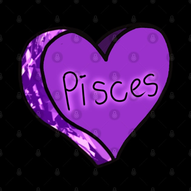 Pisces Amethyst Purple Love Heart by ROLLIE MC SCROLLIE