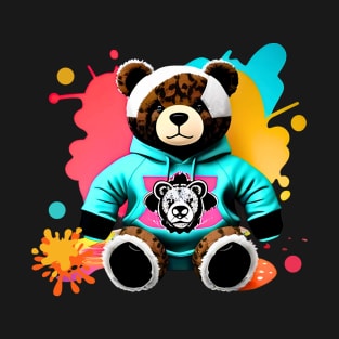 Colorful Bear in Blue Sweatshirt T-Shirt