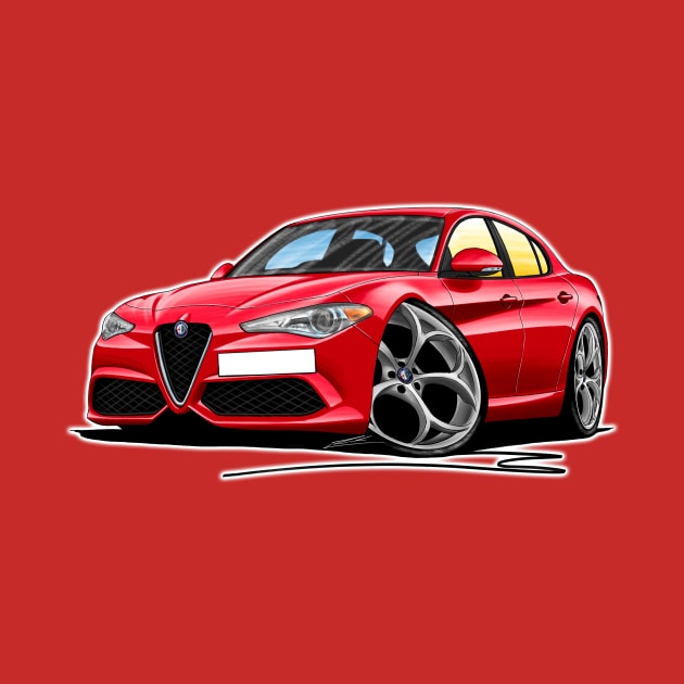 Alfa Romeo Giulia Red - Car Caricature by y30man5