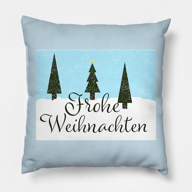 Frohe Weihnachten- Merry Christmas in German Pillow by PandLCreations