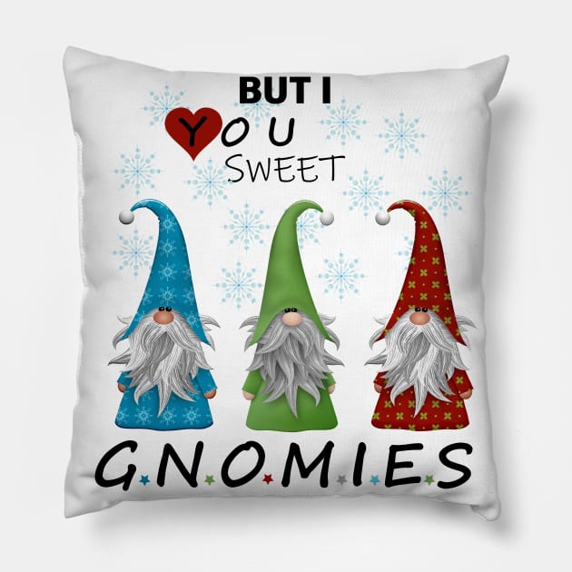 Funny merry christmas and happy new years with sweet gnomies Pillow by UrLifeTee