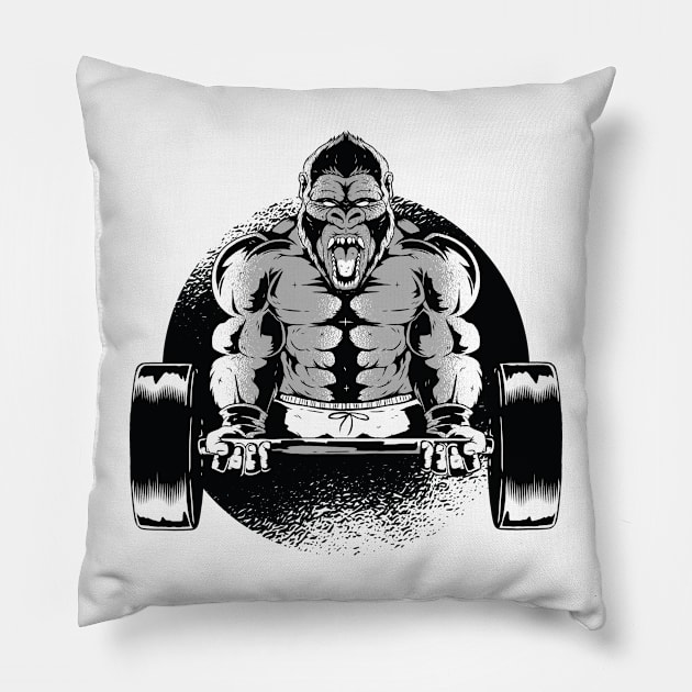 Cool Workout Gorilla Dumbell Pillow by BamBam