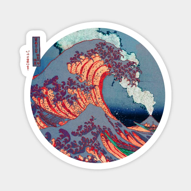 The Great Wave off Kanagawa With Mount Fuji Eruption Magnet by tonylonder