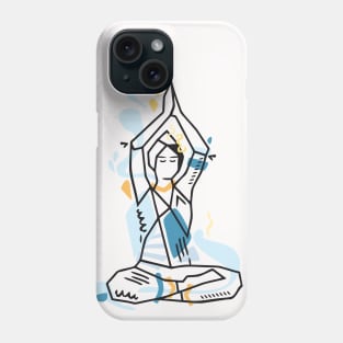Yoga geometric asanas - meditation lotus pose with hands up Phone Case