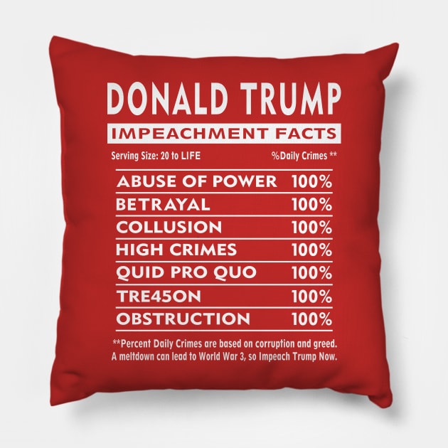 Trump Impeach 45 Facts Pillow by EthosWear